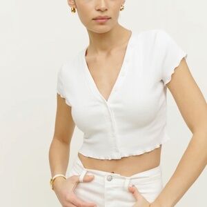 Reformation Kaylen Knit Top Ivory - Size S
